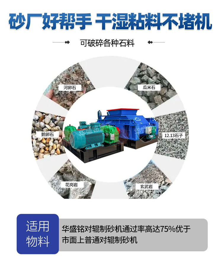 對輥制砂機(jī)適應(yīng)物料